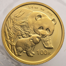 Kitajska (Ljudska republika): zlatnik Panda BU 100 Yuan 2004 1/4 oz .999 zlato, China Gold Coin Incorporation