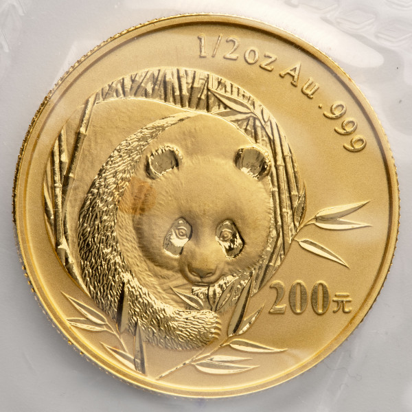 Kitajska (Ljudska republika): zlatnik Panda BU 200 Yuan 2003 1/2 oz .999 zlato, China Gold Coin Incorporation (CN1010X003448) numizmatika kovanci