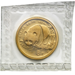 Kitajska (Ljudska republika): zlatnik Panda BU 5 Yuan 1987-S 1/20 oz .999 zlato, China Gold Coin Incorporation