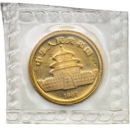 Kitajska (Ljudska republika): zlatnik Panda BU 5 Yuan 1987-S 1/20 oz .999 zlato, China Gold Coin Incorporation