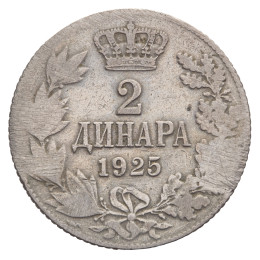Kraljevina Srbov, Hrvatov in Slovencev: 2 dinarja 1925 Aleksander I.