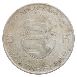Manžarska: 5 HUF 1947 - 11,93 g .500 Ag - Lajos Kossuth