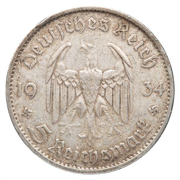 Nemčija - Tretji Rajh: 5 Reichsmark 1934 A - Potsdam Garrison Church (DE1077X003133) numizmatika kovanci