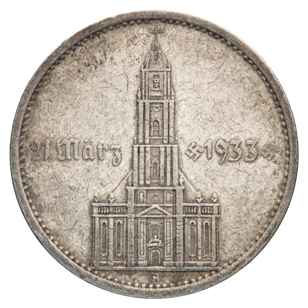 Nemčija - Tretji Rajh: 5 Reichsmark 1934 A - Potsdam Garrison Church (DE1077X003133) numizmatika kovanci