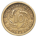 Nemčija (Weimarska republika): kovanec 10 Reichspfennig 1925 A (DE1088X003658) numizmatika kovanci