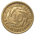 Nemčija (Weimarska republika): kovanec 10 reichspfennig 1935 G (DE1078X003694) numizmatika kovanci
