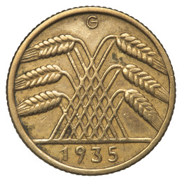 Nemčija (Weimarska republika): kovanec 10 reichspfennig 1935 G