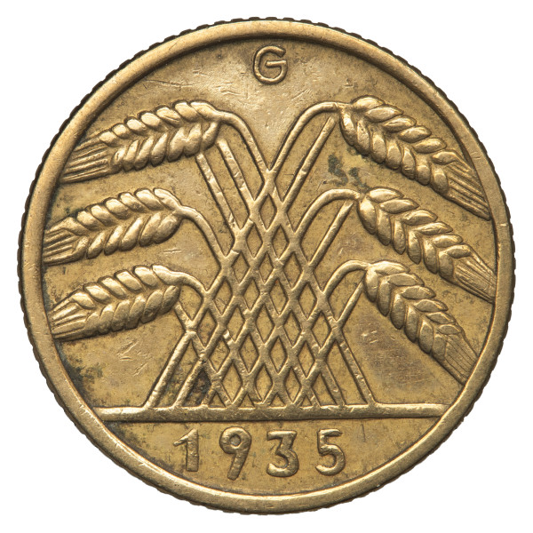 Nemčija (Weimarska republika): kovanec 10 reichspfennig 1935 G (DE1078X003694) numizmatika kovanci