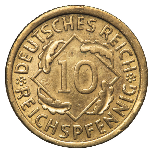Nemčija (Weimarska republika): kovanec 10 Reichspfennig 1936 A (DE1077X003661) numizmatika kovanci