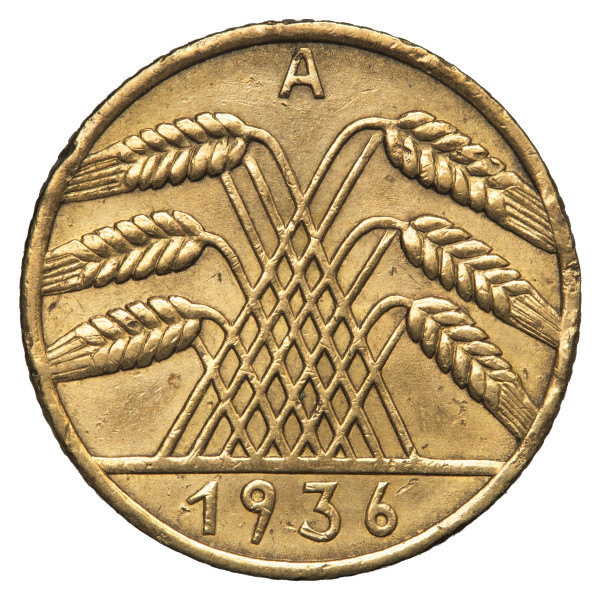 Nemčija (Weimarska republika): kovanec 10 Reichspfennig 1936 A (DE1077X003661) numizmatika kovanci