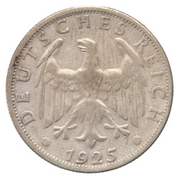 Nemčija (Weimarska republika): srebrni kovanec 2 Reichsmark 1925 G, srebro .500, 9,97 g
