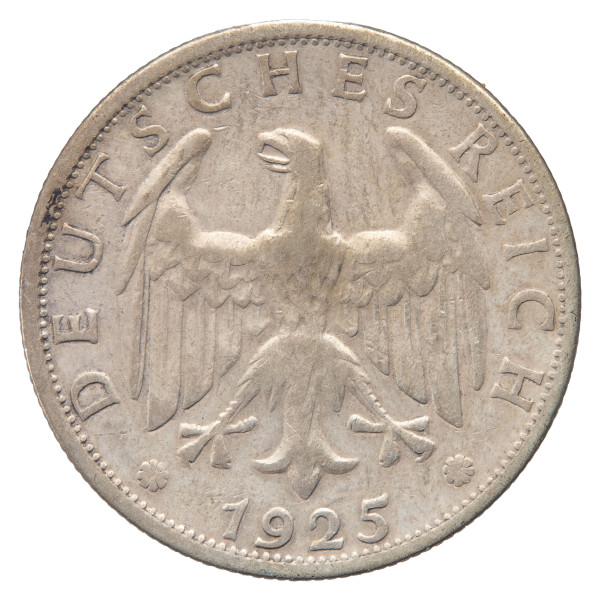 Nemčija (Weimarska republika): srebrni kovanec 2 Reichsmark 1925 G, srebro .500, 9,97 g (DE1088X003703) numizmatika kovanci