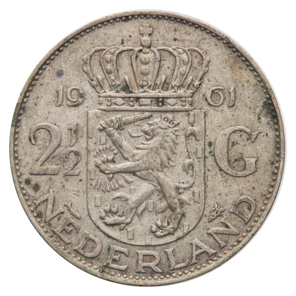 Nizozemska - Kraljevina: 2-1/2 Gulden 1961 | Juliana (NL1052X003248) numizmatika kovanci