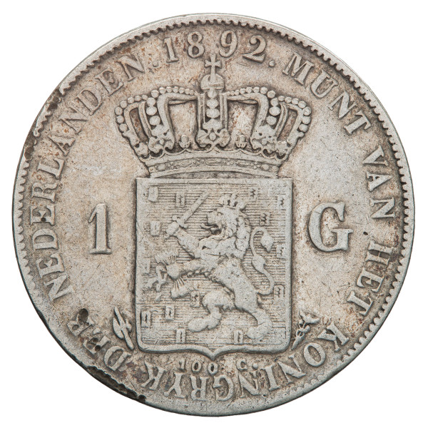 Nizozemska – Kraljevina: srebrnik 1 gulden 1892 Wilhelmina .945 srebro (NL1121X003390) numizmatika kovanci