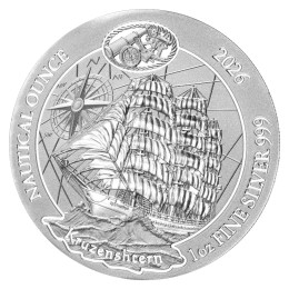 Ruanda: srebrnik Nautical Ounce – Kruzenshtern 50 RWF BU 2026 1 oz .999 srebro, BH Mayer’s Kunstprägeanstalt GmbH