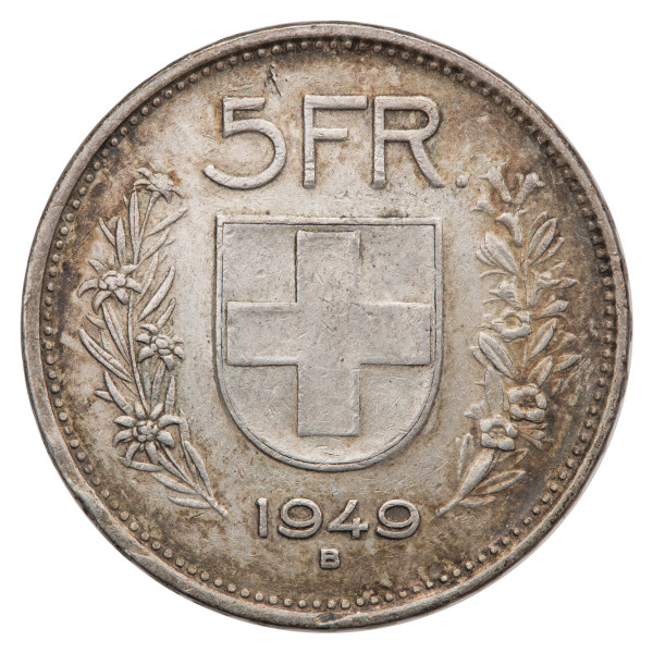 Švica: 5 CHF 1949 B (CH1064X003199) numizmatika kovanci