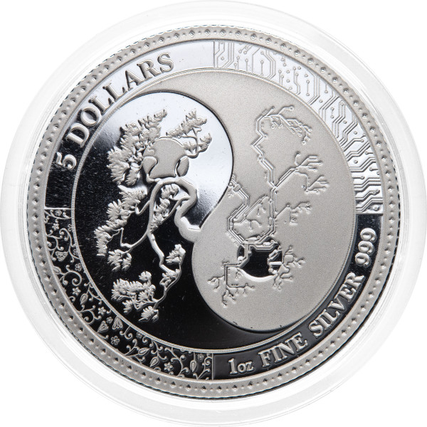 Tokelau: srebrnik Equilibrium BU 5 NZD 2018 1 oz .999 srebro, Pressburg Mint (TK0995X003757) numizmatika kovanci