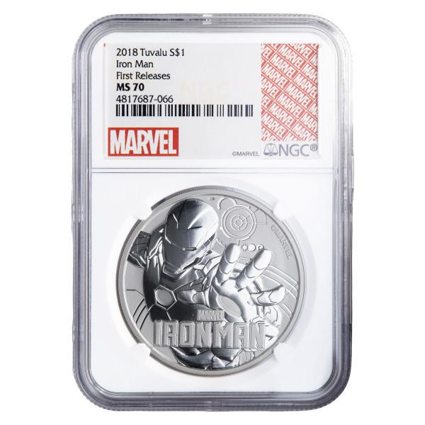 Tuvalu: 1 dollar 2018 – Iron Man™ (Marvel), srebro 999/1000, 1 oz – The Perth Mint - NGC MS70 (TK0995X003764) numizmatika kovanci