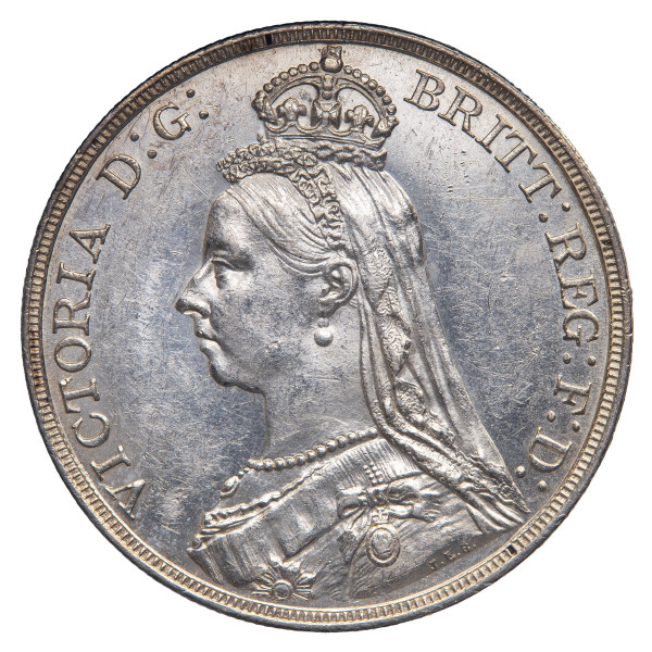 Velika Britanija: srebrni kovanec Crown 1889 – Kraljica Viktorija, Jubilejni portret, 925/1000 srebro, 28,24 g (UK1124X003771) numizmatika kovanci