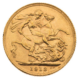 Velika Britanija: zlatnik Sovereign 1 funt 1913 Jurij V .917 zlato