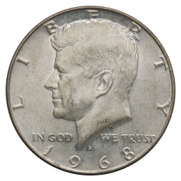 Združene države Amerike: Half Dollar 1968 D - 11,41 g .400 Ag - Kennedy