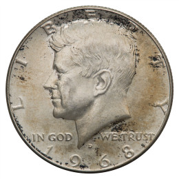 Združene države Amerike: Half Dollar 1968 D - 11,60 g .400 Ag - Kennedy