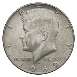 Združene države Amerike: Half Dollar 1969 D - 11,28 g .400 Ag - Kennedy