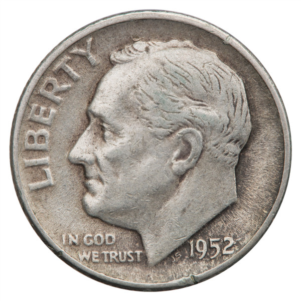 Združene države Amerike: ONE DIME 1952 - 0.900 Ag - Roosevelt Dime (US1061X003171) numizmatika kovanci