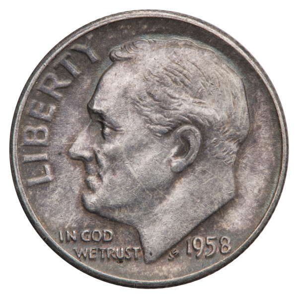 Združene države Amerike: ONE DIME 1958 - 0.900 Ag - Roosevelt Dime (US1055X003174) numizmatika kovanci
