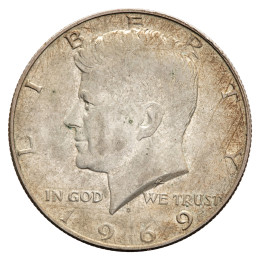 Združene države Amerike: srebrnik Kennedy Half Dollar 0,5 USD 1969-D 11,33 g .400 srebro, Denver Mint