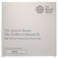 Združeno kraljestvo: srebrni kovanec The Queen’s Beasts Griffin of Edward III 2 GBP 2021 1 oz PP 999 srebro, Royal Mint (GB0991X003752) numizmatika kovanci