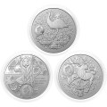 Avstralija: set srebrnikov Australia’s Coat of Arms (Avstralski grb) 1 AUD BU 2020–2023 3 × 1 oz .999 srebro, Royal Australian Mint (AU0990X002476) numizmatika kovanci