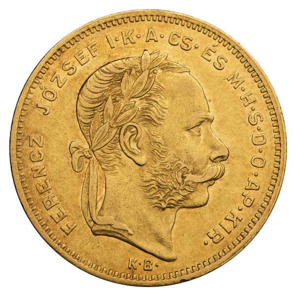 Avstro-Ogrska: zlatnik 20 frankov / 8 forintov 1878 Franc Jožef I .900 zlato (HU1135X002523) numizmatika kovanci