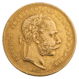 Avstro-Ogrska: zlatnik 20 frankov / 8 forintov 1874 Franc Jožef I .900 zlato