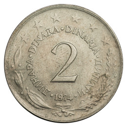 Jugoslavija - Socialistična federativna republika: 2 Dinarja 1974