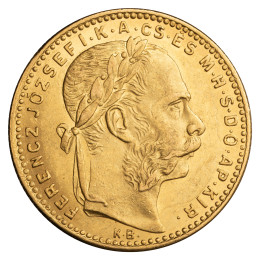 Avstro-Ogrska: zlatnik 20 frankov / 8 forintov 1889 Franc Jožef I .900 zlato