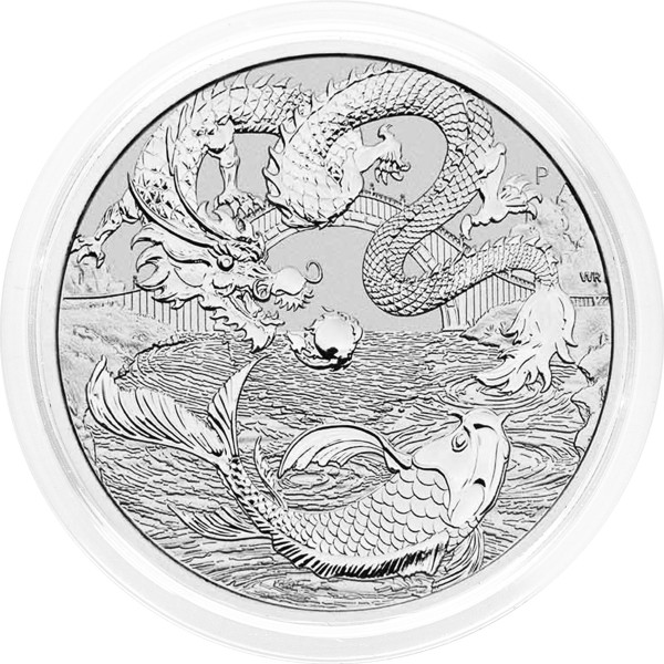 Avstralija: 1 AUD 2023 - 1oz .9999 Ag BU - Chinese Myths and Legends - Dragon & Koi (AU0996002627) numizmatika kovanci