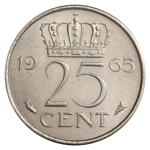 Nizozemska - Kraljevina: 25 Cents 1964 | Juliana (NL1049X002630) numizmatika kovanci
