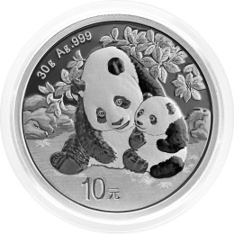 Kitajska (Ljudska republika): srebrnik Panda 10 Yuan BU 2024 30 g .999 srebro, China Gold Coin Incorporation