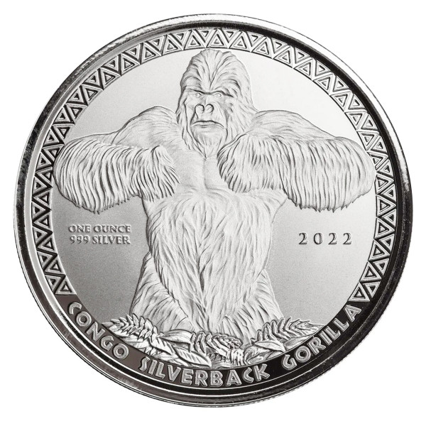 Odkup Kongo 500 CFA 2022 1 oz srebro (.999) – ST – Silverback Gorilla (OD2022X00011) numizmatika kovanci