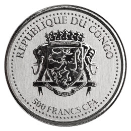 Odkup Kongo 500 CFA 2022 1 oz srebro (.999) – ST – Silverback Gorilla