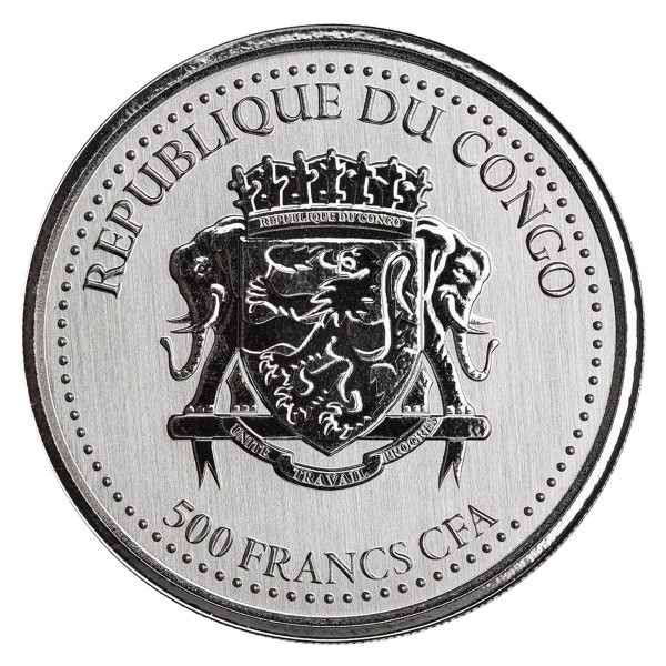 Odkup Kongo 500 CFA 2022 1 oz srebro (.999) – ST – Silverback Gorilla (OD2022X00011) numizmatika kovanci